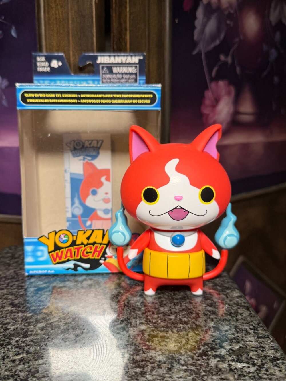 2015 Hasbro Yo-Kai Watch Jibanyan Mood Reveal Figure Glow in Dark w Box